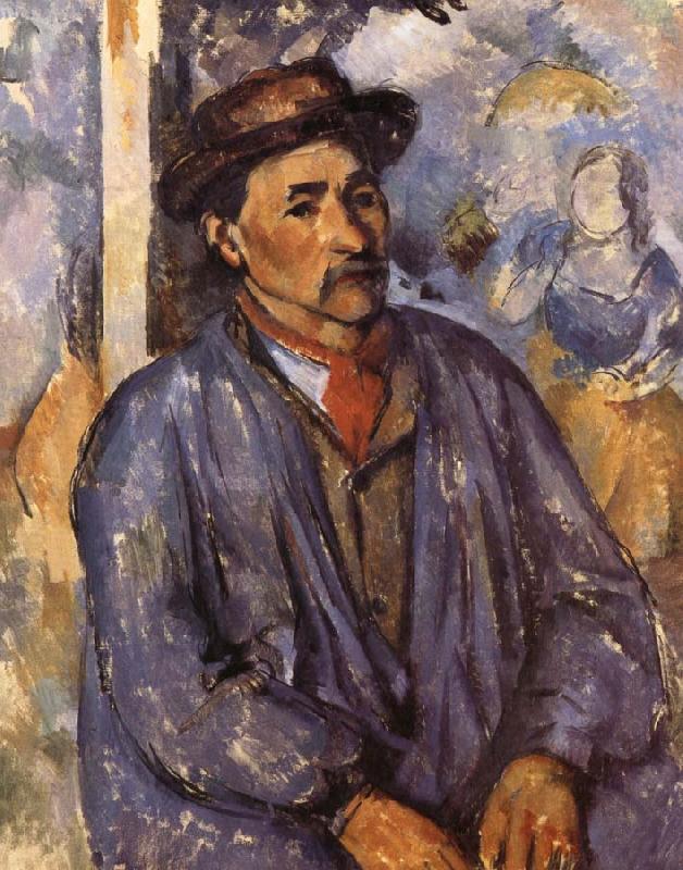 farmers wearing a blue jacket, Paul Cezanne